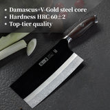 ZHANG XIAO QUAN Professional Meat Cleaver Knife Damascus Steel, Heavy Duty Kitchen Knife with Ultra Sharp Blade, Comfortable Ergonomic Wooden Handle(Black)