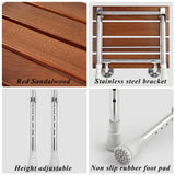 Folding Shower Seat Wall Mounted with Legs, Foldable Shower Chair for Inside Shower, Fold Down Shower Bench for Seniors (Wood, Height Adjustable)
