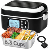 GABOO Cordless Electric Heated Lunch Box for Adults, 27000mAh Rechargeable Battery Powered Food Warmer, 100W Fast Heating, 1.5L Portable Lunch Box for Work, Truck, Travel