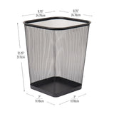 2-Pack Mesh Trash Cans, Square Metal Wastebasket Bins for Office, Black