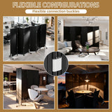 6 Panel Wooden Room Divider with Wheels, Large Office Partitions 100"x71"