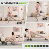Ab Roller with Elbow Support, Ab Roller Board Core Workout Machine with 4 Wheels, Mini Pilates Reformer Equipment for Home Gym, Abdominal Full-Body Strength