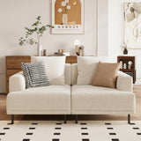NessCarsti Upholstered Fabric 2-Seater Sofa Couch with Low Back, Beige