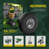 Wiltire (2 Pack) 4.10/3.50-4 Flat Free Tire and Wheel 10-Inch Solid Wheel Replacement with 5/8 Extra 3/4 &1/2 Bearings,2.2" Offset Hub -Compatible with Hand Truck,Wheelbarrow(Wave,Gray)