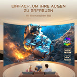 Smart Projector with WiFi and Bluetooth, Netflix-Officially-Licensed, Auto Focus & Keystone, White Aurzen