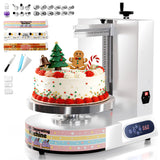 WantJoin Cake Decorating Machine - 4-12 Inch Sloped Panel LED Automatic Cream Spreading with Adjustable 0-300 RPM Rotation Speed Electric Turntable, Cake Icing Machine, White