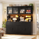 Unikito 71" Pantry Cabinet with LED Light & Outlet, Tall Kitchen Pantry Storage Cabinet with Microwave Stand, DIY Pegboard, Drawers and Adjustable Shelf, Farmhouse Kitchen Hutch for Dining Room