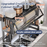 QIUHTR Over The Sink Dish Drying Rack with Cutlery Holder,Rust Resistant Dish Rack with Multifunctional Flip Up Pegs,Space-Saving Large Racks for Kitchen Counter for Dishes,Plates,Cups