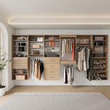 MODCART Modular Closet System, 90" Wide Closet Organizer System with Hanging and Drawers, Wood Tower Closet Storage for Walk In Closets, Wall Mounted Wardrobe Organizer Kit System, Bedroom, Wood