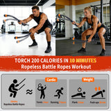 WITSPARKLLE Ropeless Battle Ropes, Adjustable Cordless Battle Ropes with Resistance Springs, Weighted Portable Workout Rope for Home Gym, Low-Impact HIIT Training Equipment for Men & Women (Black)