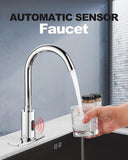AOLIHAN Touchless Bathroom and Kitchen Sink Faucet Commercial Public Automatic Motion Sensor Faucet with Deck Plate and Temperature Mixer,Battery or Plug-in Powered,1 Hole or 3 Hole,Chrome