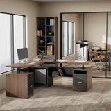 1" L-Shaped Electric Standing Desk with 5 Drawers, One-Piece Height Adjustable Executive Stand Up Desk