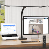 CJJFACA Office Home Desk Lamp,24W Super Bright Eye-Care Desk Lamp,Adjustable Gooseneck Office LED Task Light with Soft Non-Glare Lighting,Suitable for Studying,Reading (Black) (Plus)