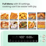 VAL CUCINA Retro Style Infrared Heating Air Fryer Toaster Oven, Extra Large Countertop Convection Oven 10-in-1 Combo, 6-Slice Toast, Enamel Baking Pan Easy Clean with Recipe Book, Green Color