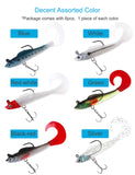 Facikono Lures for Bass Jig Head Soft Swimbait, 6-Pack 6 Colors Plastic Bait for Saltwater/Freshwater Fishing