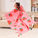 Wajade Kids Pink Strawberry Throw Blanket for Girls Teens Women Soft Fuzzy Flannel Bed Blanket for Kids Adults Plush Christmas Birthday Gifts 50”x60”