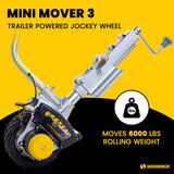Novawinch Mini Mover 3-12V Electric Trailer Dolly - Motorized Jockey Wheel for Trailers up to 6000 lbs - Powered Forward and Reverse Steering Control - 8 Inch No Flat Tire - Clamp or Bolt Mount