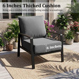 LOOFRA 6" Thick Outdoor Chair Cushions, 24 x24 Inch Patio Furniture Cushions Set of 6 with Water Resistant & Removable Cover, UV Resistant, 30D High Density Sponge Patio Cushion, Grey