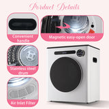 Dessiz 110V 11LBS Portable Clothes Dryer 950W Compact Laundry Dryers 1.6 cu.ft Front Load Stainless Steel Electric Dryers Machine for Apartment,RVs,Dorms,White Auto Stop