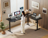 63 Inch Reversible L Shaped Electric Standing Desk, Height Adjustable Corner Stand up Desk