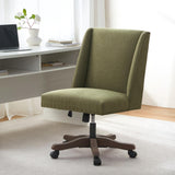 Upholstered Armless Office Chair Fabric Swivel Home Desk Chair with Wheels