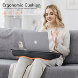 Lap Desk, Lap Desk with Cushion, Fits up to 17 inch Laptop, Pillow Designed, Portable Laptop Stand (Black) MillHome