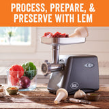 LEM Products #8 Countertop Meat Grinder, 575 Watt Aluminum Electric Meat Grinder for Home Use, Compact Food Processor for Grinding, Sausage Stuffing, Cooking