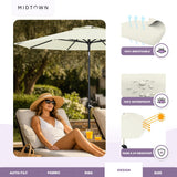 Midtown Umbrellas - The Lean 10 Ft Patio Umbrella with Fade-Resistant Sunbrella Fabric, Auto-Tilt Aluminum Frame and 8 Reinforced Ribs for Deck, Pool & Garden - Canvas Natural Canopy, Black Pole