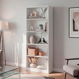 Tuhome Basic 71" H x 29" W Bookcase Display Cabinet with 5-Tier Open Display Shelves, Cabinet for Living Room or Bedroom, White