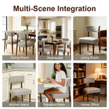 BONBEUR Wooden Dining Chairs Set of 4, Modern Farmhouse Upholstered Kitchen Side Chairs with Linen Fabric and Solid Rubberwood Legs, Open Backrest Dining Room Chairs, Grey