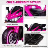 Kids Electric Motorcycle, 12V Electric Motorcycle on Car LED Lights, Music Player & Horn with Training Wheels, Pedal, MP3, USB Port, Motorcycle for Kids 3-6, Gift for Boys & Girls（Pink）
