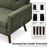 Kingfun 65.2" W Loveseat Sofa, Mid Century Modern Decor Love Seat Couches for Living Room, Button Tufted Upholstered Furniture, Solid & Easy to Install Small Couch for Bedroom Office Apartment, Green