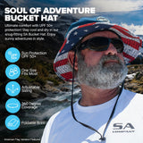 Soul of Adventure Bucket Hat | UV 50+ for Adults | Sun Protection with Adjustable Fit, Moisture-Wicking Fabric | Navy Blue with Underwater Print