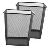 2pcs Black Metal Mesh Wastebaskets for Office and Home Use