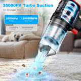 Car Vacuum Cordless, 35000PA Strong Suction Handheld Vacuum with 2 Detachable Batteries, 60Min Runtime Portable Vacuum Cleaner for Car Detailing, Pet Hair, Home Couch & Office, 350ML XL Dust Cup