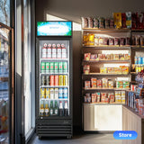 BODEGACOOLER 9 Cu. Ft Commercial Beverage Refrigerator with Glass Door & Soft LED Light | 4 Adjustable Shelves & Drink Organizer Holds 192 Cans
