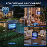 Solar Bug Zapper Outdoor, 4500V Waterproof Mosquito Zapper with 10W Solar Panel, Cordless Rechargeable Electric Fly Zapper, Mosquito Killer Lamp with Auto Sensor for Patio, Backyard, Garden, Camping