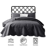 MOONLIGHT20015 10 Pack Queen Quilt Bedding Set (90" x 96") - Bulk Wholesale for Hotels, Guest Bedroom & Airbnbs - Lightweight Microfiber Reversible Floral Embossed Quilts Bedspreads (Charcoal)
