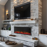 Kucreiheat 50 Inch Electric Fireplace Aluminum Frame-Ultra Silm Fireplace Recessed/Wall Mount