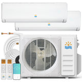 Rellytech 20000 BTU Dual Zone WiFi Mini Split AC/Heating System, SEER2 23 2 Zone (12000+12000 BTU) Ductless Mini Split Air Conditioner with Heat Pump, Pre-Charged Condenser & Installation Kit 208/230V