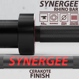 Synergee 45lb Rhino Power Bar Cerakote Finish Barbell. Rated 1500lbs for Powerlifting - Deadlift - Squat - Bench Bar