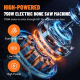EKway Commercial Electric Meat Saw, 750W Bone Saw For Butchering,110V Meat Bandsaw, Bone Cutting Machine with 2 Saw Blades,0.39-4.3 Cutting Thickness,Sawing for Chicken Fish Chops Bone Trotter Beef