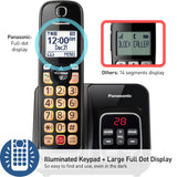 Answering Machine, Advanced Call Block, Bilingual Caller ID and Easy to Read High-Contrast Display, Expandable System with 2 Handsets (Metallic Black) Panasonic