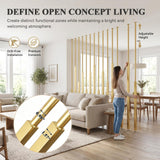 Quvex No-Drill Floor to Ceiling Room Divider, 8-Pack Metal Slats Privacy Screen Divider Column with Leveling Feet, Space-Saving Decorative Partition Posts for Home, Office & Stairway, White/Black