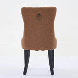 MOOLSUN Fabric Dining Chairs Set of 8, High Back Side Chairs, Modern Padded High-End Tufted Upholstered Chairs with Button-Tufted Back & Rear Pull Tabs, Solid Wood Legs F-Coffee(Solid Wood Legs)