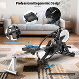 pooboo Rowing Machines for Home, Dual Wind & Magnetic Resistance, Foldable Row Machine 400 LB Weight Capacity, 14 Levels Resistance Quiet Rowers for at Home Exercise, App Supported