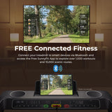 Sunny Health & Fitness Foldable 15 Level Auto Incline Treadmill, 20" Wide Running Belt, Quiet Brushless, Digital Display, 300 LB Weight Capacity, SunnyFit App Bluetooth Connection