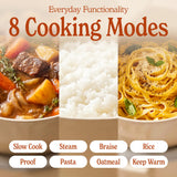 MAGNIFIQUE Slow Cooker, 4.5 Quart 8-in-1 Clay Pot Multi-Cooker, Non-Toxic Slow Cooker with Removable Clay Pot, for Rice, Pasta, Steam & Proof, Nonstick, Oven Safe Pot to 500°F, Oatmeal