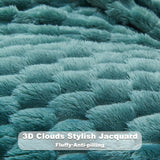 NEWCOSPLAY Super Soft King Blanket Light Teal Premium Silky Flannel Fleece 3D Clouds Stylish Jacquard Lightweight Bed Blanket All Season Use 350GSM (Light Teal, King(90"x110"))