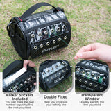 Goture 3 Outlet Holes Fishing Line Storage Bag, Clear View Window Fishing Line Case, Removable Divider Fishing Line Organizer, Water-resistant Surface, Tangle-free Leader Line Spool Bag
